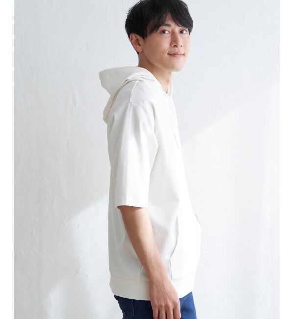 ikka「【接触冷感／抗菌防臭】GOKU楽セイケツ5分袖パーカー」|Tシャツ・カットソー|