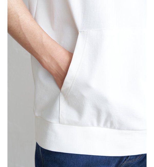 ikka「【接触冷感／抗菌防臭】GOKU楽セイケツ5分袖パーカー」|Tシャツ・カットソー|