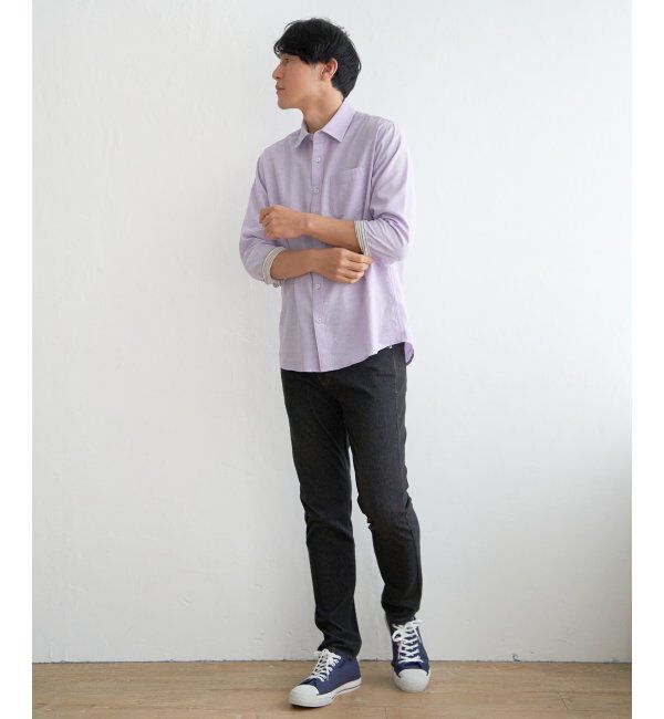 ikka「【吸水速乾】7分袖イージーケアリネン無地シャツ」|シャツ・ブラウス|