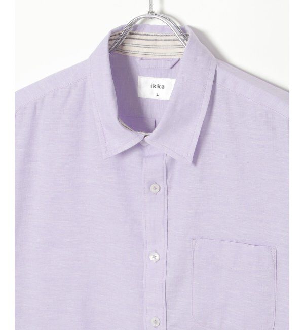 ikka「【吸水速乾】7分袖イージーケアリネン無地シャツ」|シャツ・ブラウス|