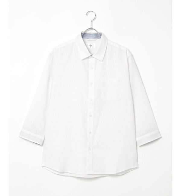 ikka「【吸水速乾】7分袖イージーケアリネン無地シャツ」|シャツ・ブラウス|