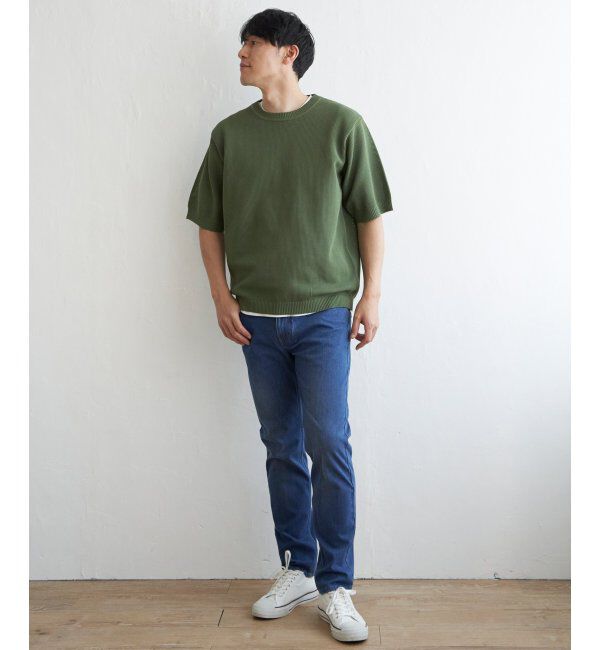 ikka「【洗濯機で洗える／2点セット】GOKU楽ニット5分袖インナーセット」|プルオーバー|