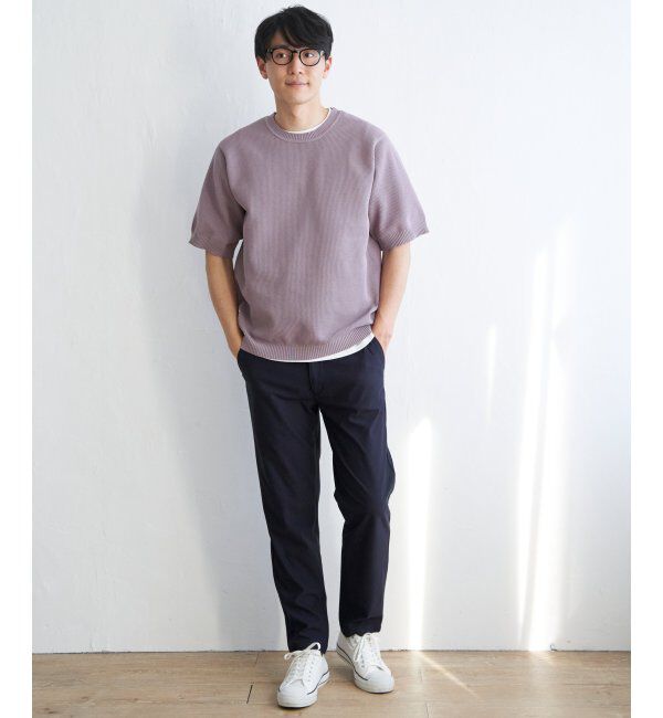 ikka「【洗濯機で洗える／2点セット】GOKU楽ニット5分袖インナーセット」|プルオーバー|