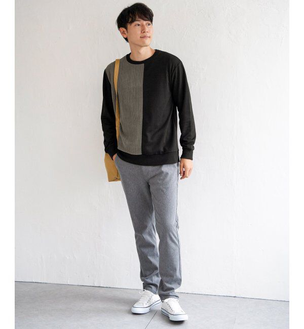 ikka「ポンチジャカードモール切り替えプルオーバー」|パーカー|