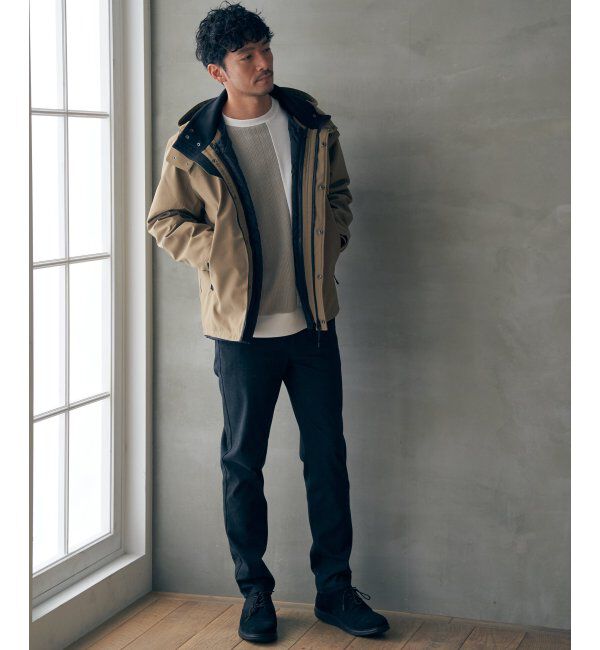 ikka「ポンチジャカードモール切り替えプルオーバー」|パーカー|