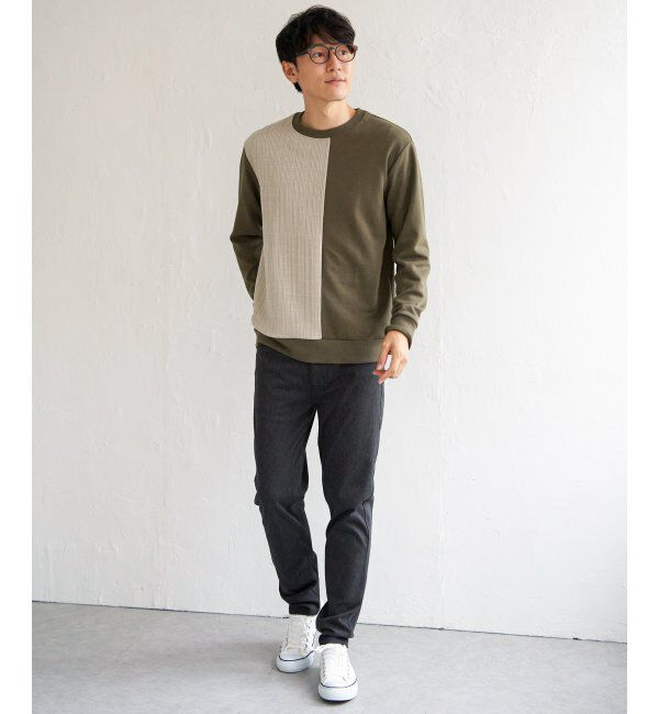 ikka「ポンチジャカードモール切り替えプルオーバー」|パーカー|