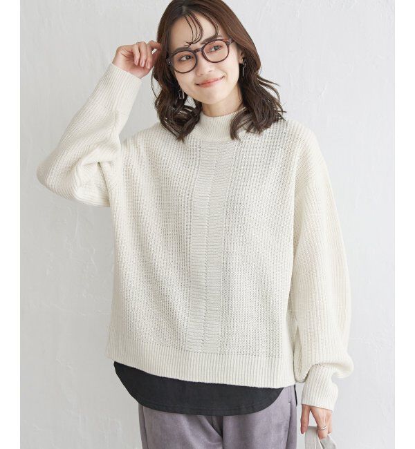 ikka「ラメ畦ハイネックニットプルオーバー」|プルオーバー|オフホワイト