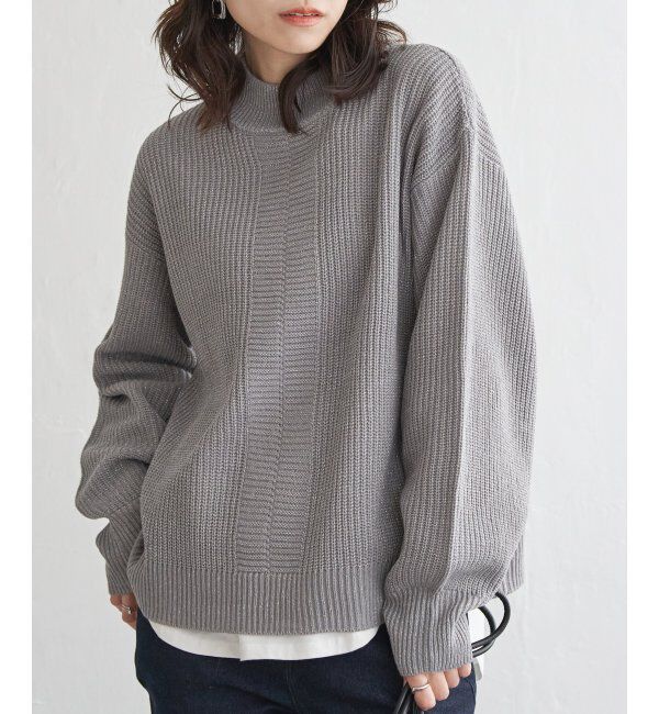 ikka「ラメ畦ハイネックニットプルオーバー」|プルオーバー|