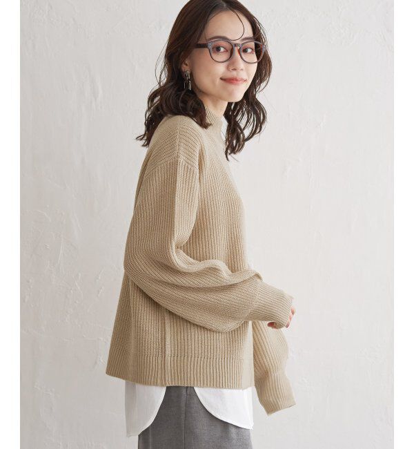 ikka「ラメ畦ハイネックニットプルオーバー」|プルオーバー|