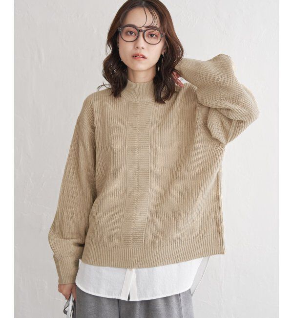ikka「ラメ畦ハイネックニットプルオーバー」|プルオーバー|