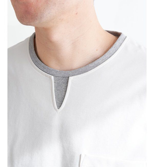 ikka「【接触冷感／抗菌防臭】GOKU楽セイケツ7分袖キーネックTシャツ」|Tシャツ・カットソー|