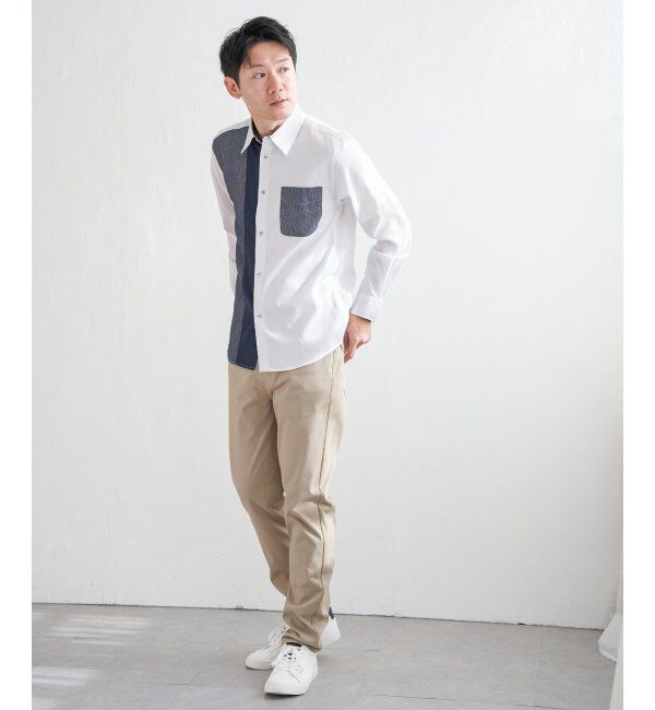 ikka「ブロックスパイピング切り替えシャツ」|シャツ・ブラウス|