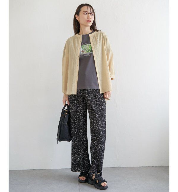 ikka「コットン楊柳バンドカラーシャツ」|シャツ・ブラウス|