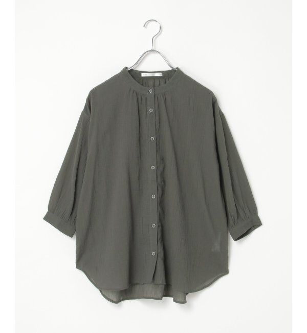 ikka「コットン楊柳バンドカラーシャツ」|シャツ・ブラウス|