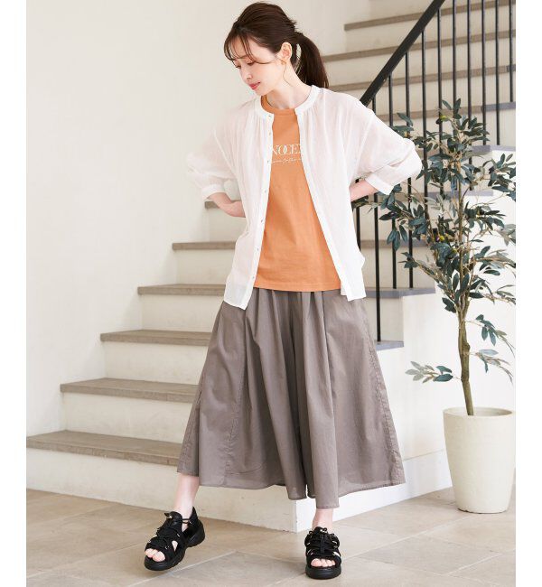 ikka「コットン楊柳バンドカラーシャツ」|シャツ・ブラウス|