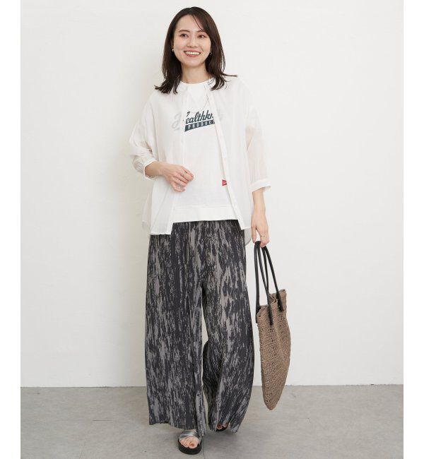 ikka「コットン楊柳バンドカラーシャツ」|シャツ・ブラウス|