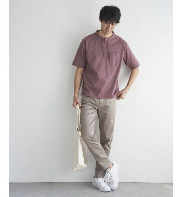 ikka「冷感ルーイカラー5分袖ポケT」|Tシャツ・カットソー|