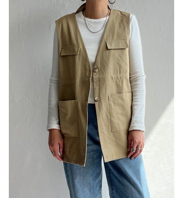 Lbc with Life「ミリタリーベスト」|ブルゾン・スタジャン|ベージュ