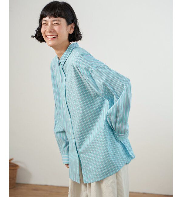 Lbc with Life「ふんわり70コットン2WAYシャツ」|シャツ・ブラウス|ブルーグリーン