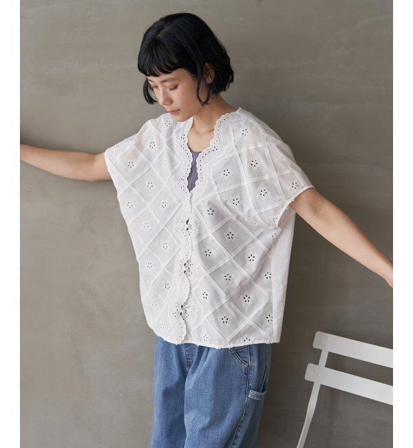 Lbc with Life「フリンジスカラップレースカーデＢＬ」|シャツ・ブラウス|