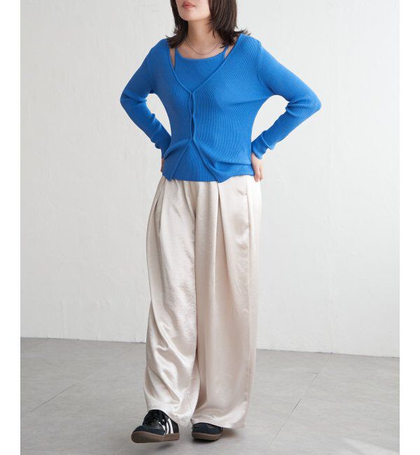 VENCE share style「【2点セット】レーヨンポリネックデザインリブカーディガン」|カーディガン|