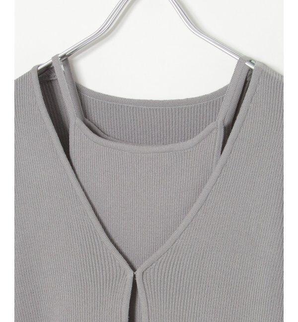 VENCE share style「【2点セット】レーヨンポリネックデザインリブカーディガン」|カーディガン|