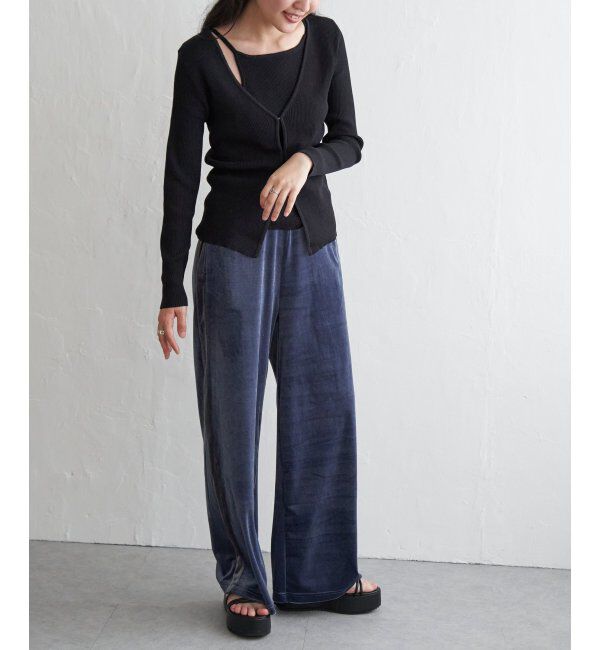 VENCE share style「【2点セット】レーヨンポリネックデザインリブカーディガン」|カーディガン|