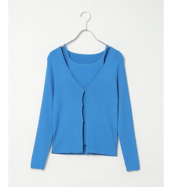 VENCE share style「【2点セット】レーヨンポリネックデザインリブカーディガン」|カーディガン|