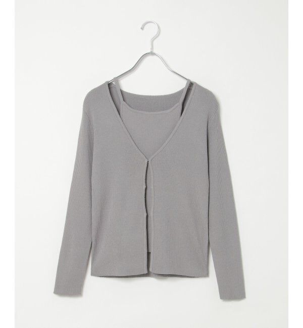 VENCE share style「【2点セット】レーヨンポリネックデザインリブカーディガン」|カーディガン|