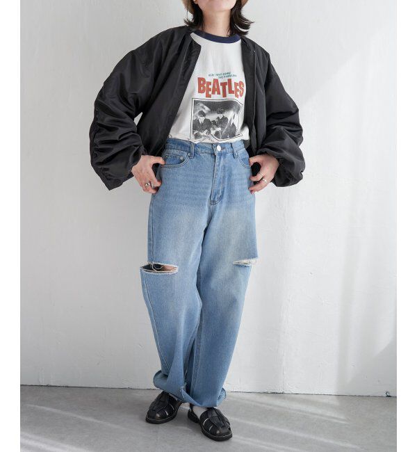 VENCE share style「袖ギャザーブルゾン」|ブルゾン・スタジャン|