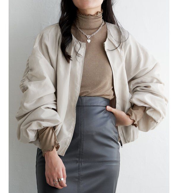 VENCE share style「袖ギャザーブルゾン」|ブルゾン・スタジャン|