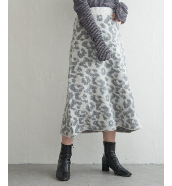 VENCE share style「シャギーヒョウ柄台形スカート」|スカート|