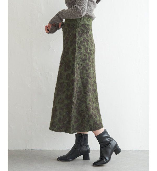VENCE share style「シャギーヒョウ柄台形スカート」|スカート|