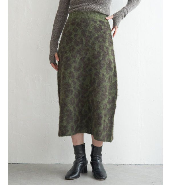 VENCE share style「シャギーヒョウ柄台形スカート」|スカート|