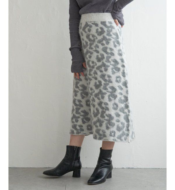 VENCE share style「シャギーヒョウ柄台形スカート」|スカート|