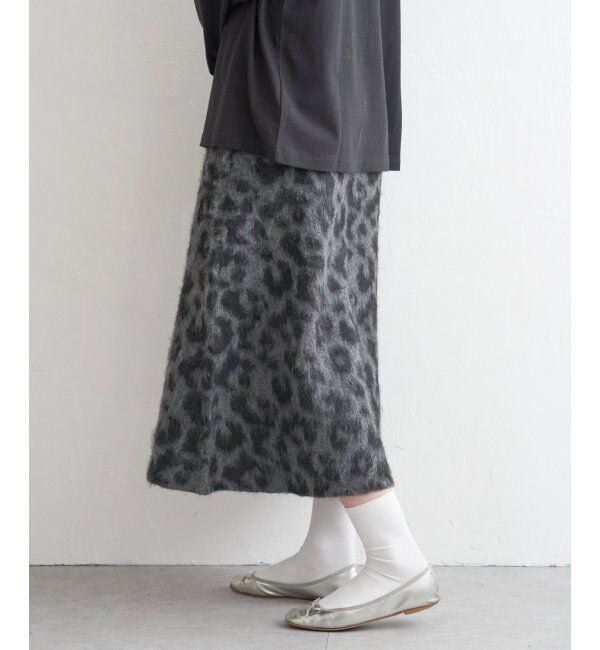 VENCE share style「シャギーヒョウ柄台形スカート」|スカート|