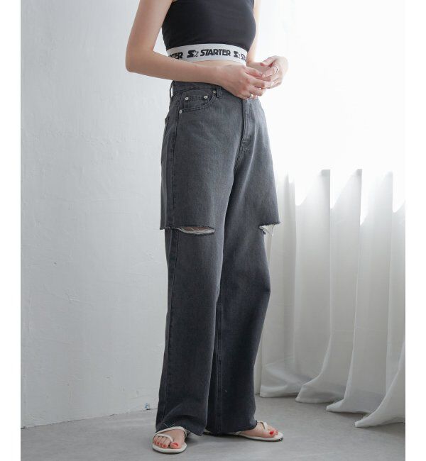 VENCE share style「ダメージデニム」|デニム|ブラック