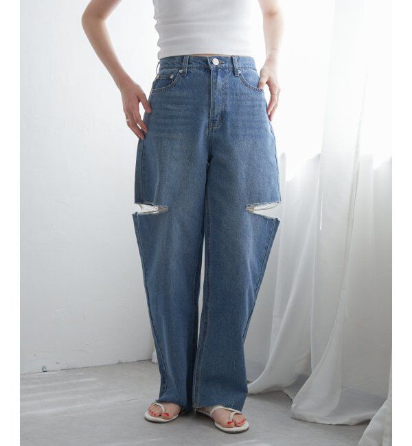 VENCE share style「ダメージデニム」|デニム|