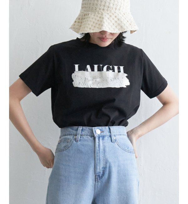 VENCE share style「ロゴ箔プリントコンパクトTシャツ」|Tシャツ・カットソー|ブラック