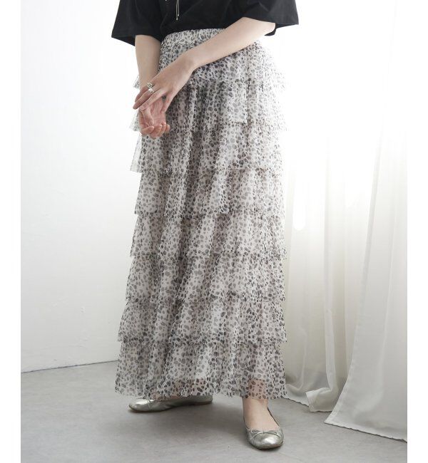 VENCE share style「ダルメシアン柄ティアードスカート」|スカート|