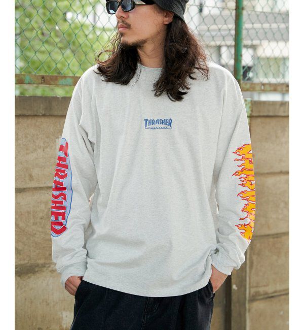 VENCE share style「THRASHER スラッシャー 袖プリントロンT」|Tシャツ・カットソー|