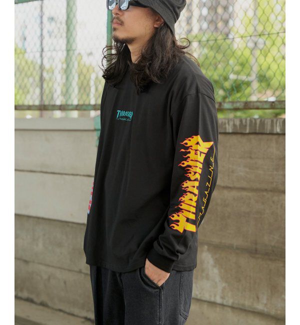 VENCE share style「THRASHER スラッシャー 袖プリントロンT」|Tシャツ・カットソー|