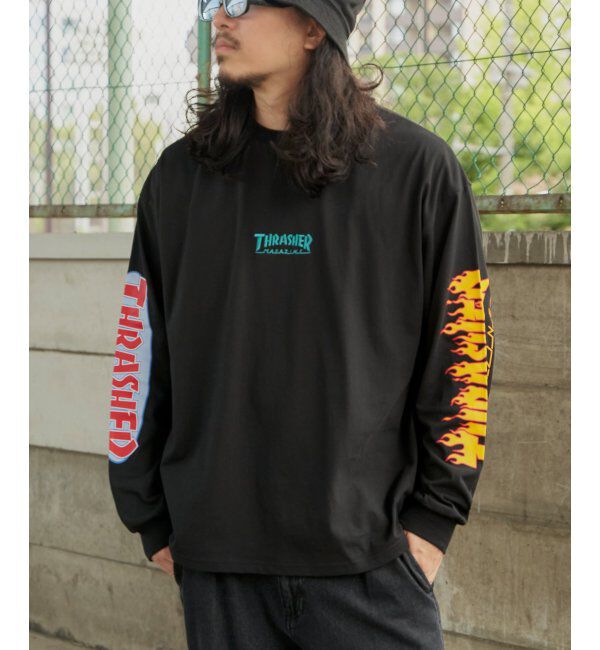 VENCE share style「THRASHER スラッシャー 袖プリントロンT」|Tシャツ・カットソー|