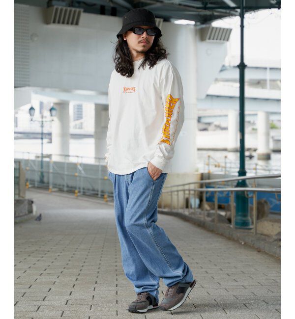 VENCE share style「THRASHER スラッシャー 袖プリントロンT」|Tシャツ・カットソー|