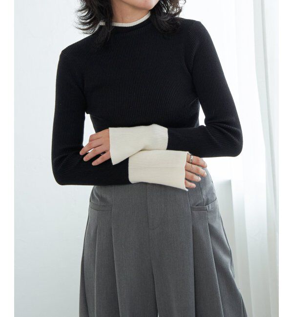 VENCE share style「配色スリット袖ハイネックニット」|タンクトップ|
