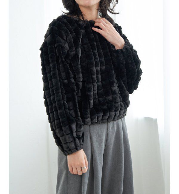 VENCE share style「フェイクファーポップコーンプルオーバー」|その他|ブラック