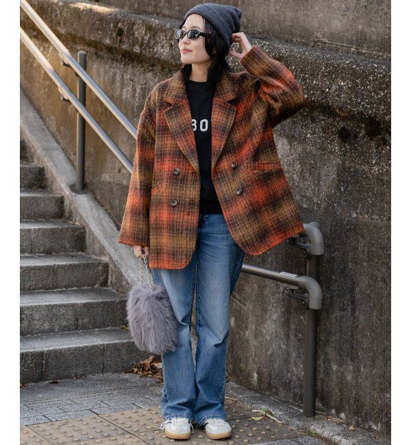 VENCE share style「チェックミドル丈ジャケット」|その他|