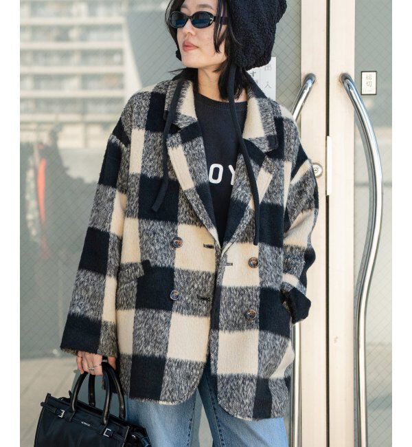 VENCE share style「チェックミドル丈ジャケット」|その他|