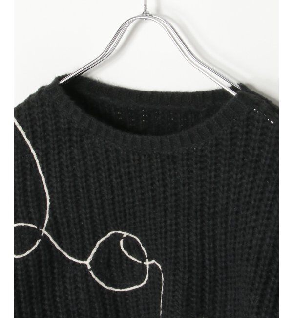 VENCE share style「ウールタッチ刺繍クリップドプルオーバー」|ニット・セーター|