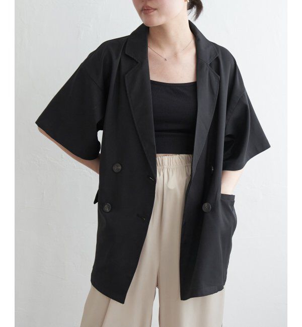 VENCE share style「ヘザーツイルハーフスリーブジャケット」|テーラードジャケット|